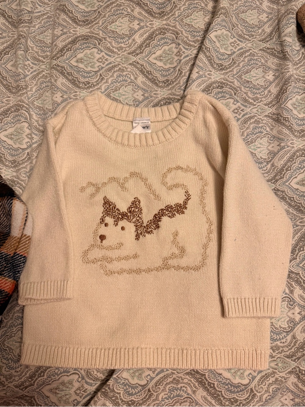 Carters Cream Dog Knit Sweater